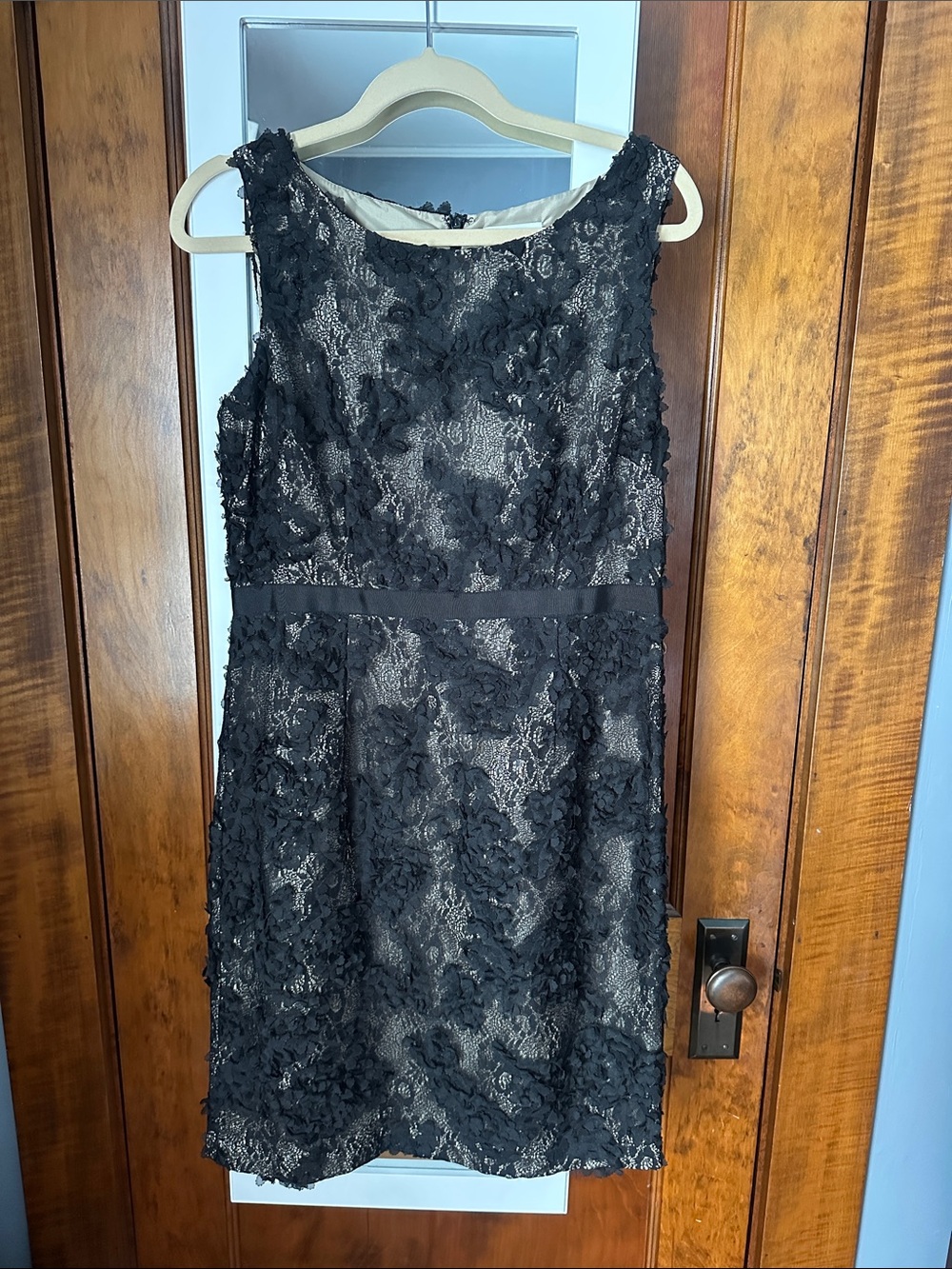Calvin Klein Black Lace Floral Appliqué Mini Dress